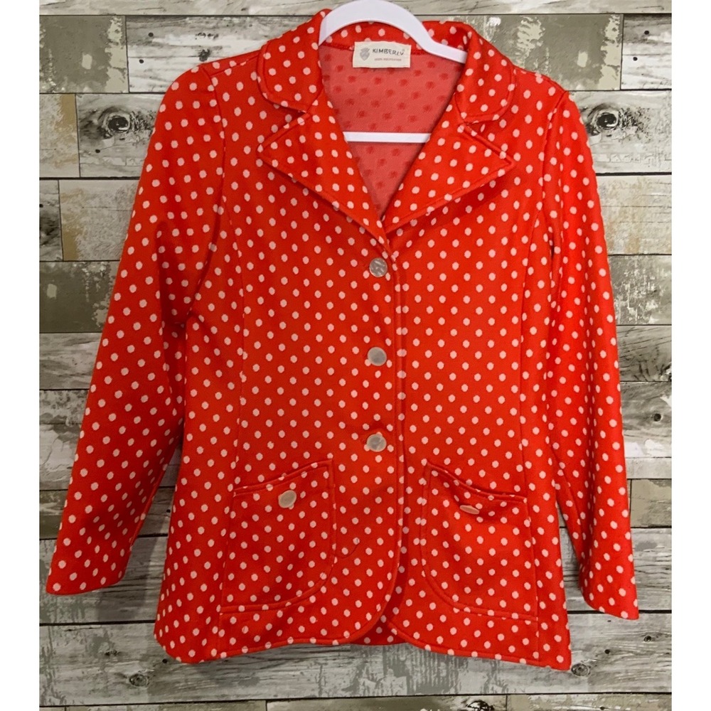 Vintage Kimberly Polyester Polka Dot Dress Jacket Blazer ILGWU Made